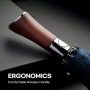 automatic folding umbrella with wooden handle, view 9 - MRSLM