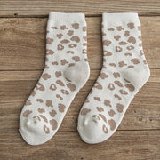 leopard print cotton terry tube socks, view 2 - MRSLM