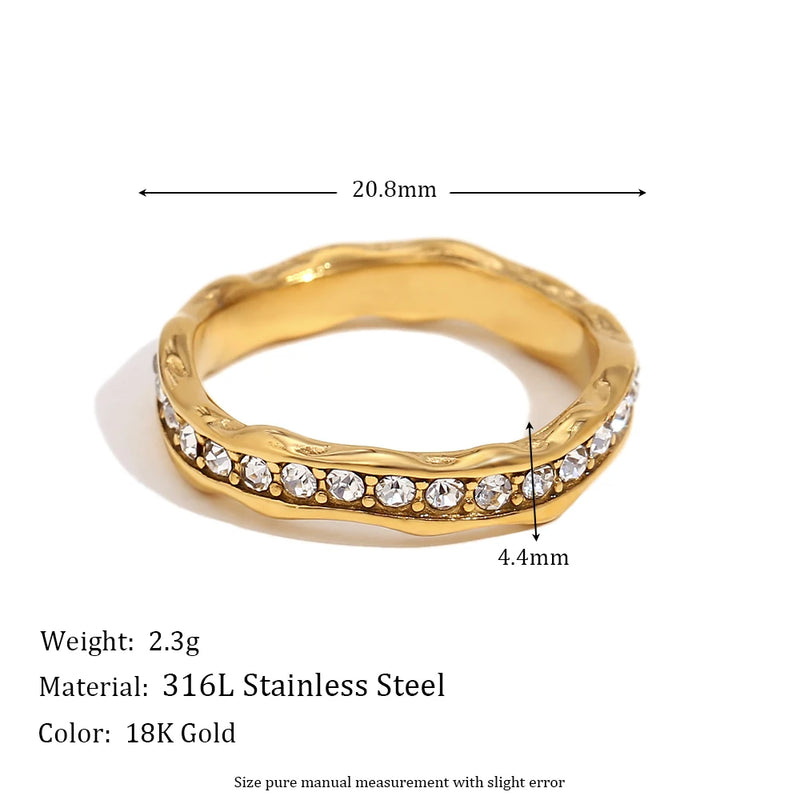 18K Gold Plated Irregular Wave Ring - Tarnish-Free & Hypoallergenic