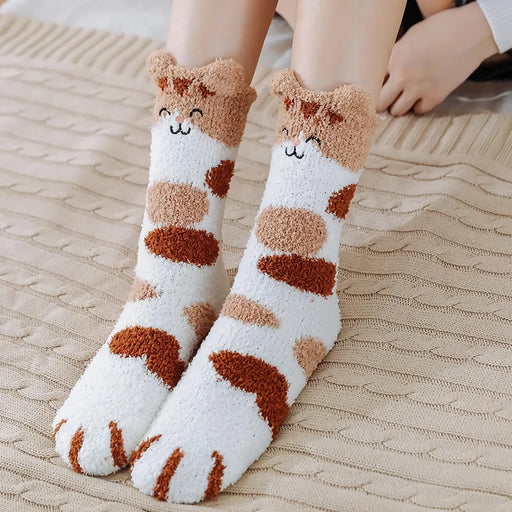 kitten fleece floor socks - MRSLM