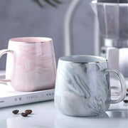 marble pattern ceramic mug with gold rim, view 4 - MRSLM