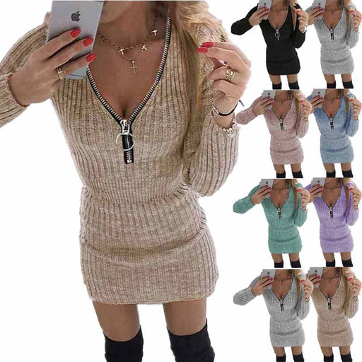 zip waist knitted hip dress - MRSLM