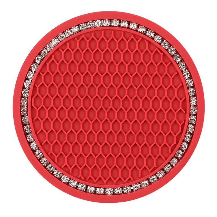 Diamond-Encrusted Car Cup Holder Mat: Non-Slip & Heat Resistant
