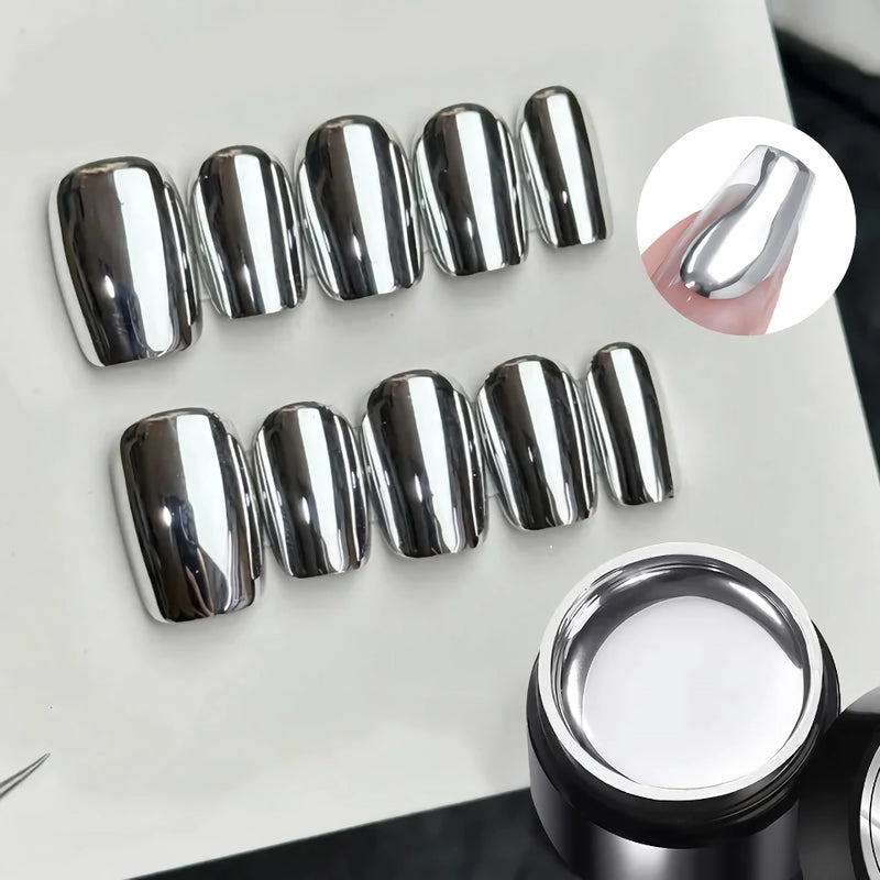 5ml super silver metallic gel nail polish, view 2 - MRSLM