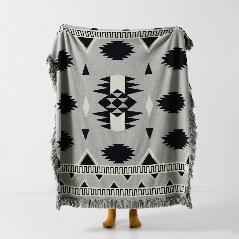 bohemian geometric cotton blanket, view 5 - MRSLM