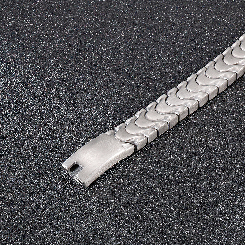 men's frosted titanium steel bracelet, view 4 - MRSLM