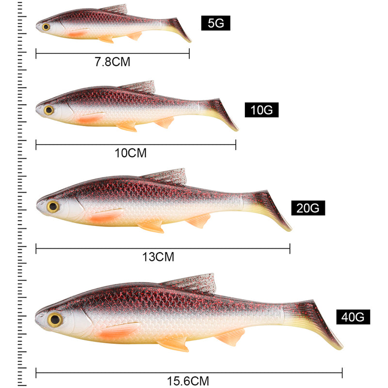 3D river roach paddle tail fishing lure, view 9 - MRSLM
