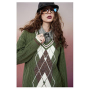 retro rhombus pullover sweater, view 6 - MRSLM