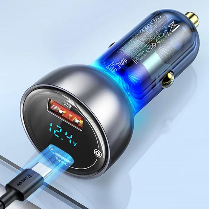 65W fast car charger with LED display - MRSLM