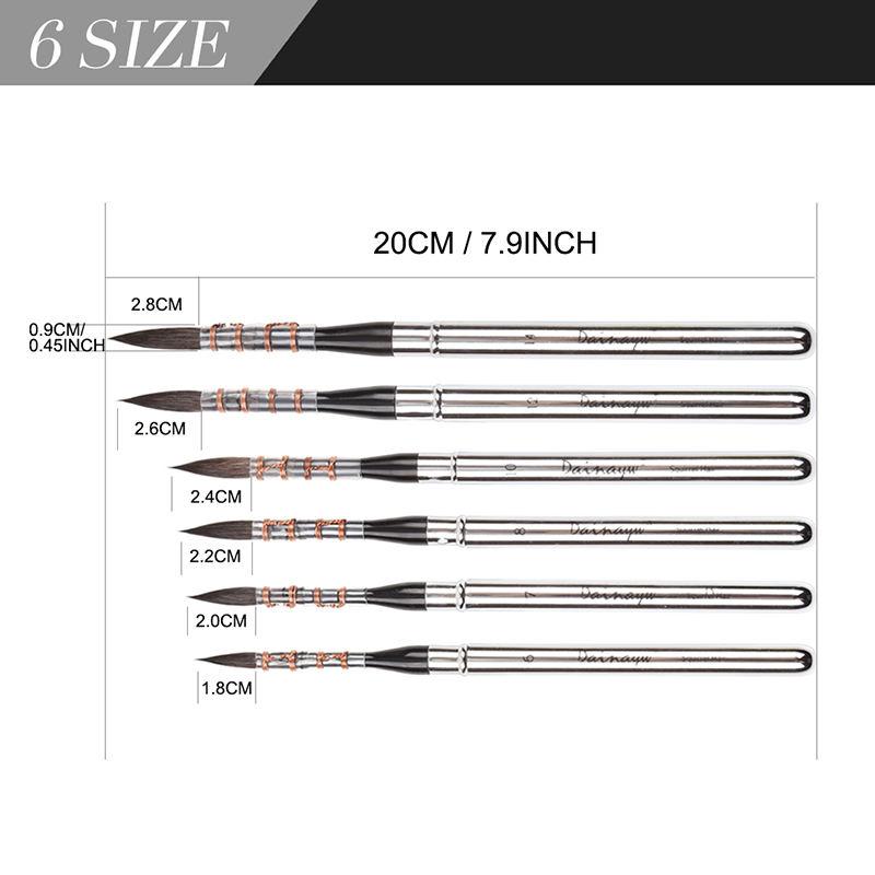 6-piece travel watercolor paint brushes, view 6 - MRSLM