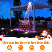 Multicolor waterfall Christmas tree lights with star topper, view 7 - MRSLM