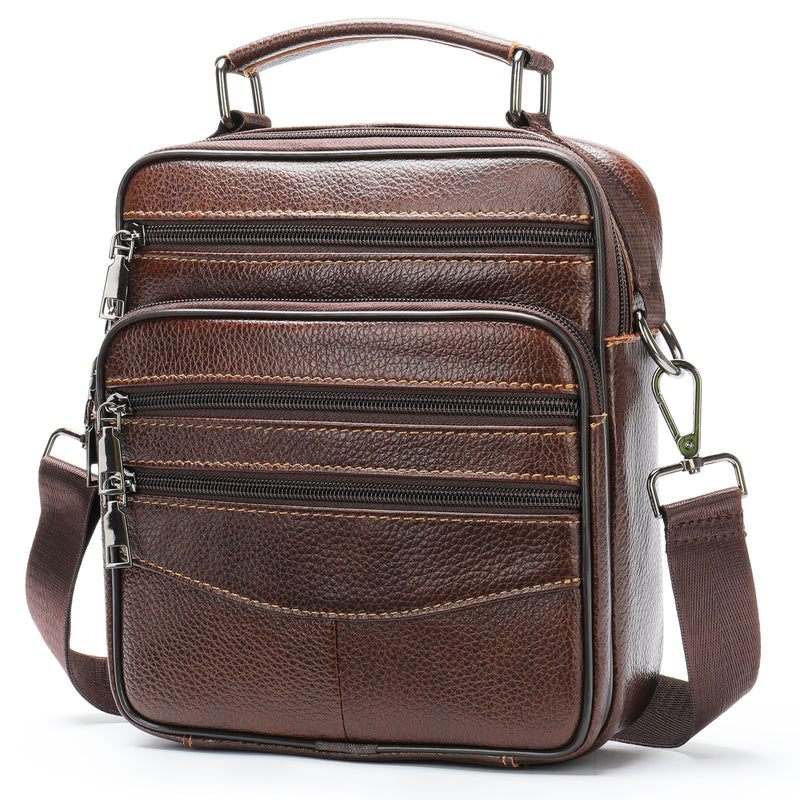 men's leather messenger bag, view 4 - MRSLM