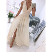 Women's sleeveless V-neck long dress, view 3 - MRSLM