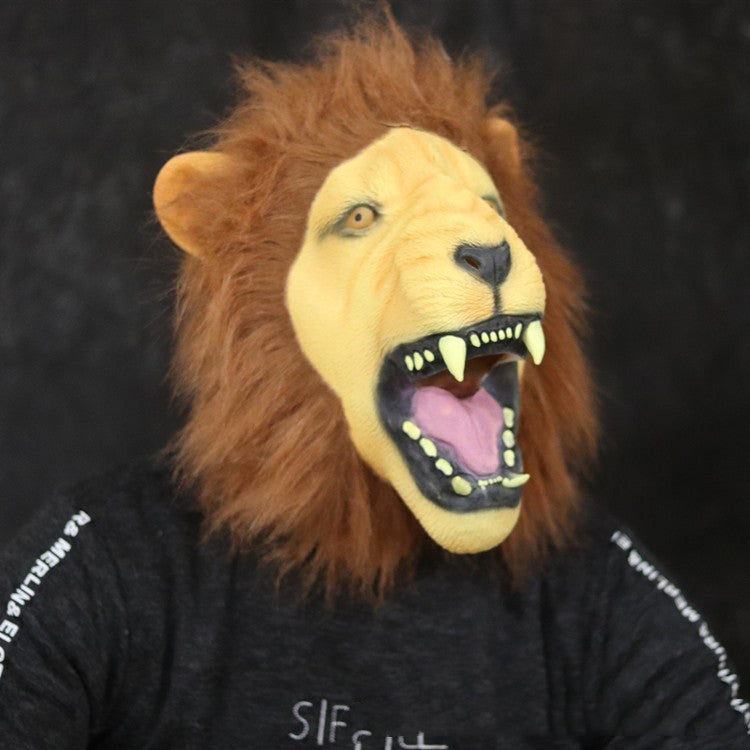 Halloween lion latex party mask, view 2 - MRSLM