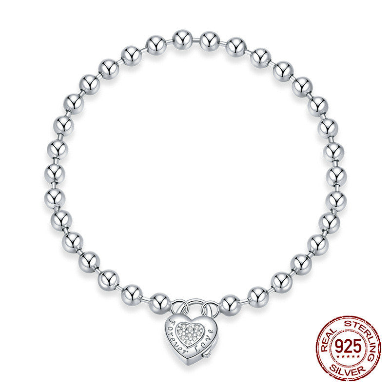 silver charm bead bracelet unisex, view 2 - MRSLM