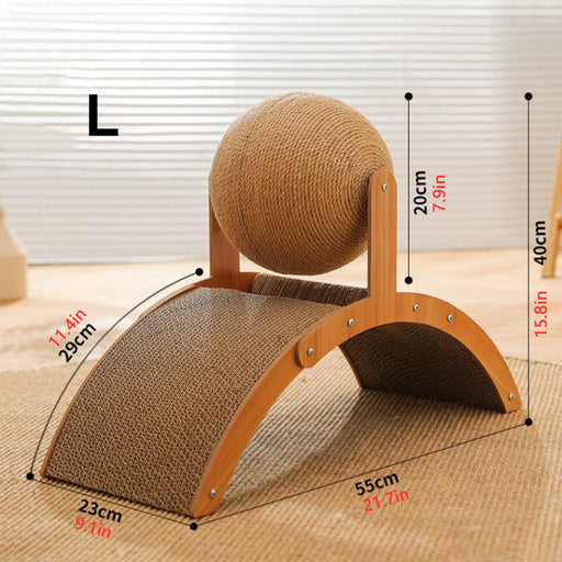 wear-resistant cat scratching board with sisal ball, view 3 - MRSLM