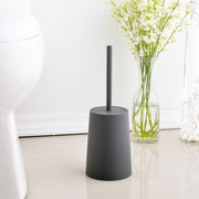 modern black toilet brush with lid and base, view 4 - MRSLM