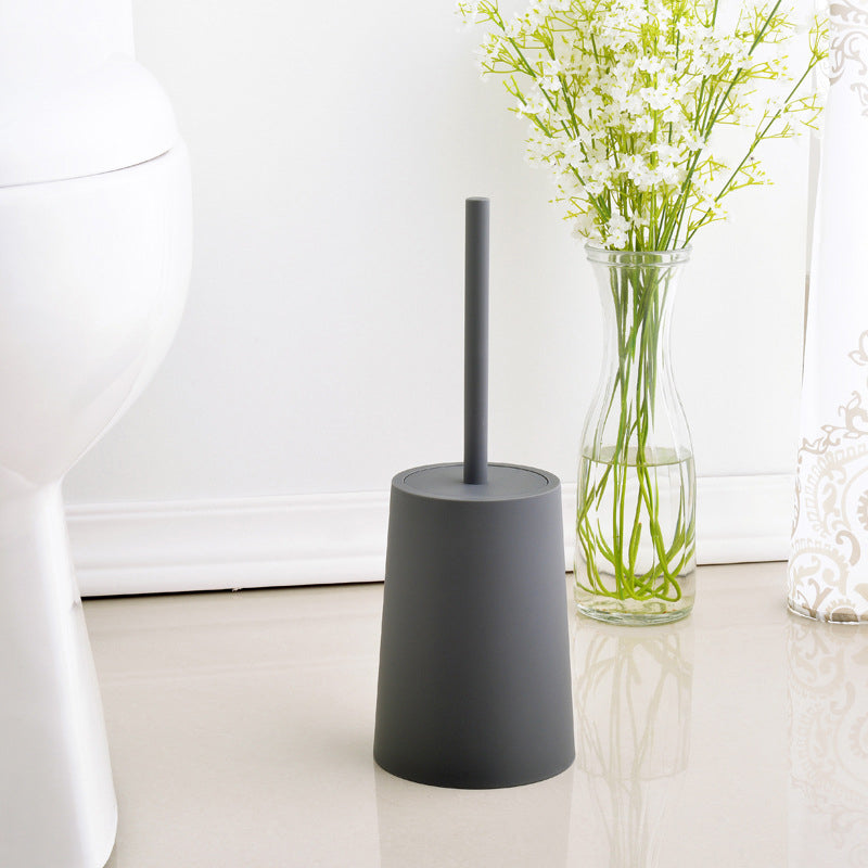 modern black toilet brush with lid and base, view 4 - MRSLM