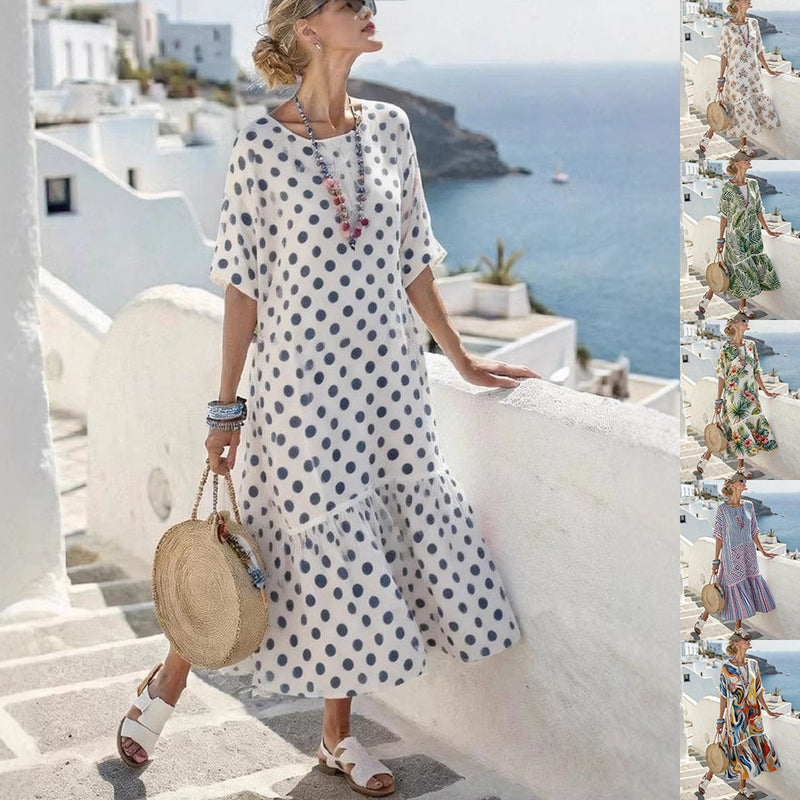 digital-print pleated maxi dress - MRSLM