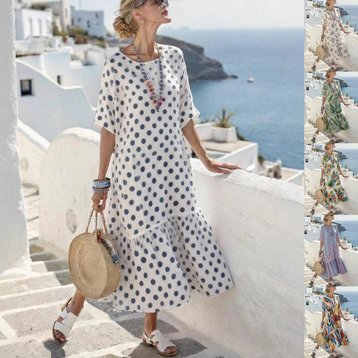 digital-print pleated maxi dress - MRSLM