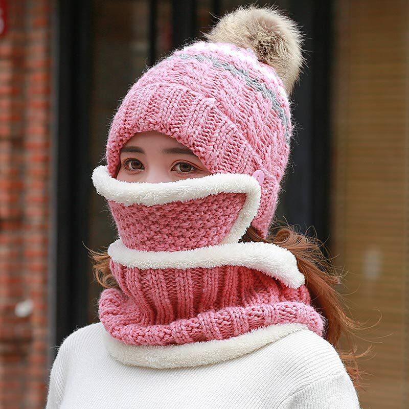 women's knit hat with pom, view 4 - MRSLM