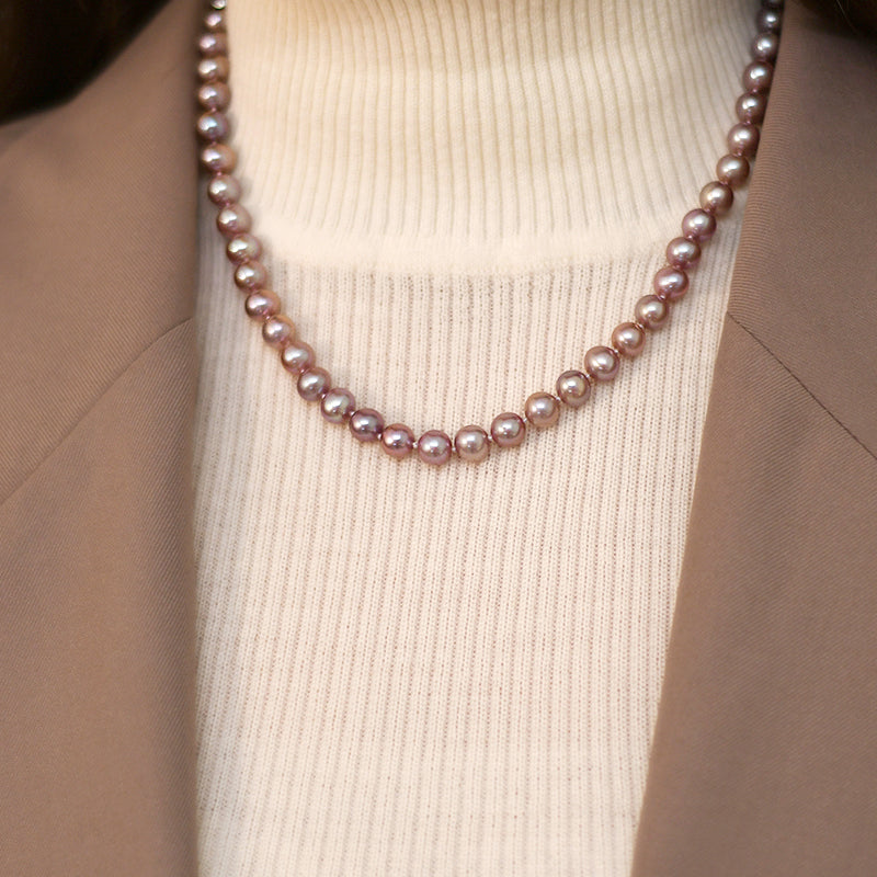 Natural freshwater pearl necklace, view 4 - MRSLM