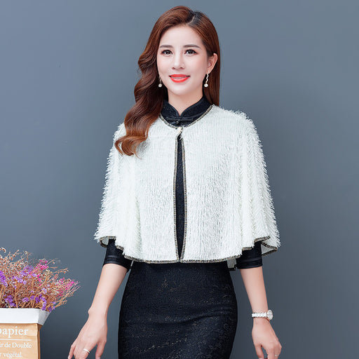 short round neck cape shawl, view 6 - MRSLM