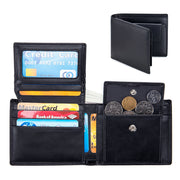 men's short trifold leather wallet, view 2 - MRSLM