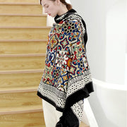 Wool pashmina poncho shawl, view 6 - MRSLM