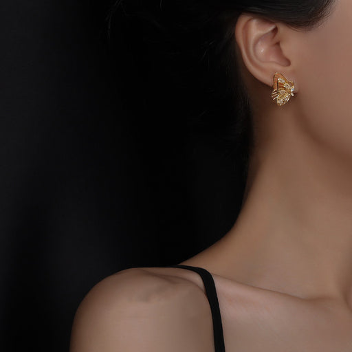 gold 3D butterfly earrings - MRSLM