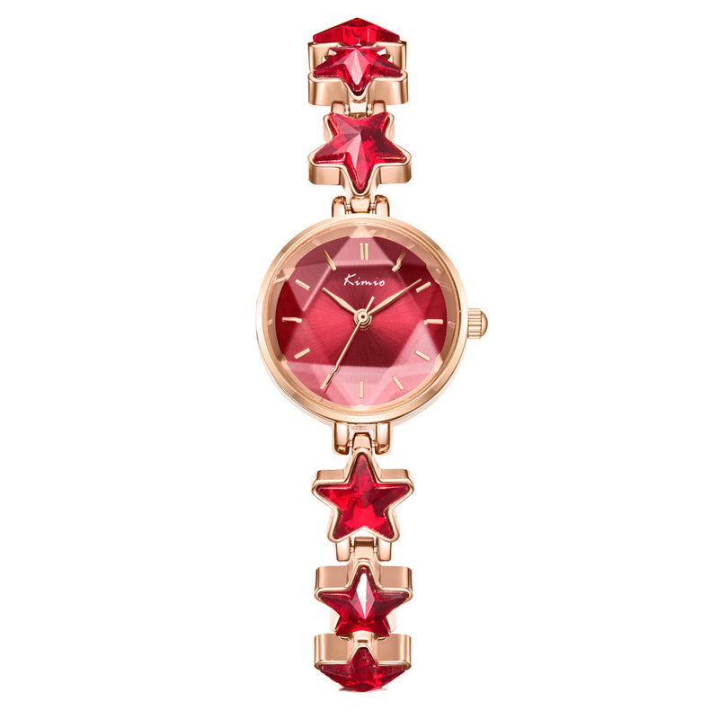 ladies rose gold stretch bracelet quartz watch, view 4 - MRSLM