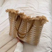 tassel canvas tote bag, view 4 - MRSLM