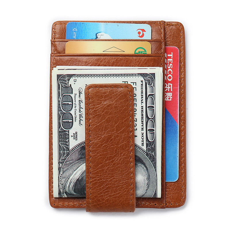 men's thin leather money clip wallet, view 3 - MRSLM