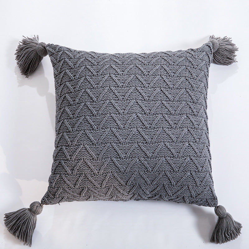chenille knitted pillow cover, view 4 - MRSLM