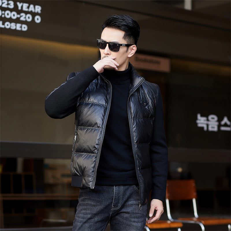 Men's stand collar duck down coat, view 3 - MRSLM