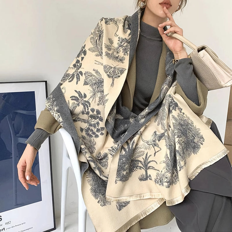 cashmere floral scarf, view 20 - MRSLM