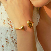 gold plated irregular open bangle, view 4 - MRSLM