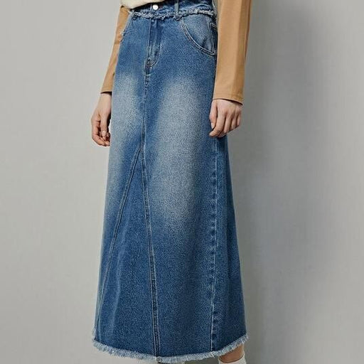 vintage denim maxi skirt, view 2 - MRSLM