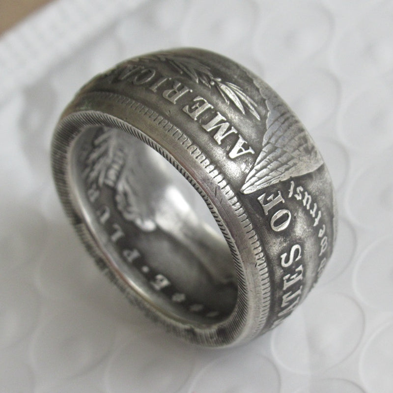 antique morgan dollar coin ring, view 5 - MRSLM