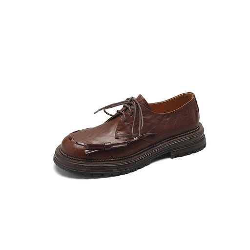 women's leather platform shoes, view 3 - MRSLM