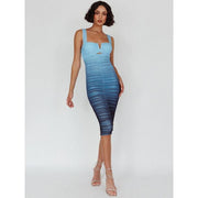 Gradient mesh backless midi dress, view 7 - MRSLM