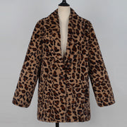 Women's leopard print faux fur winter coat, view 5 - MRSLM