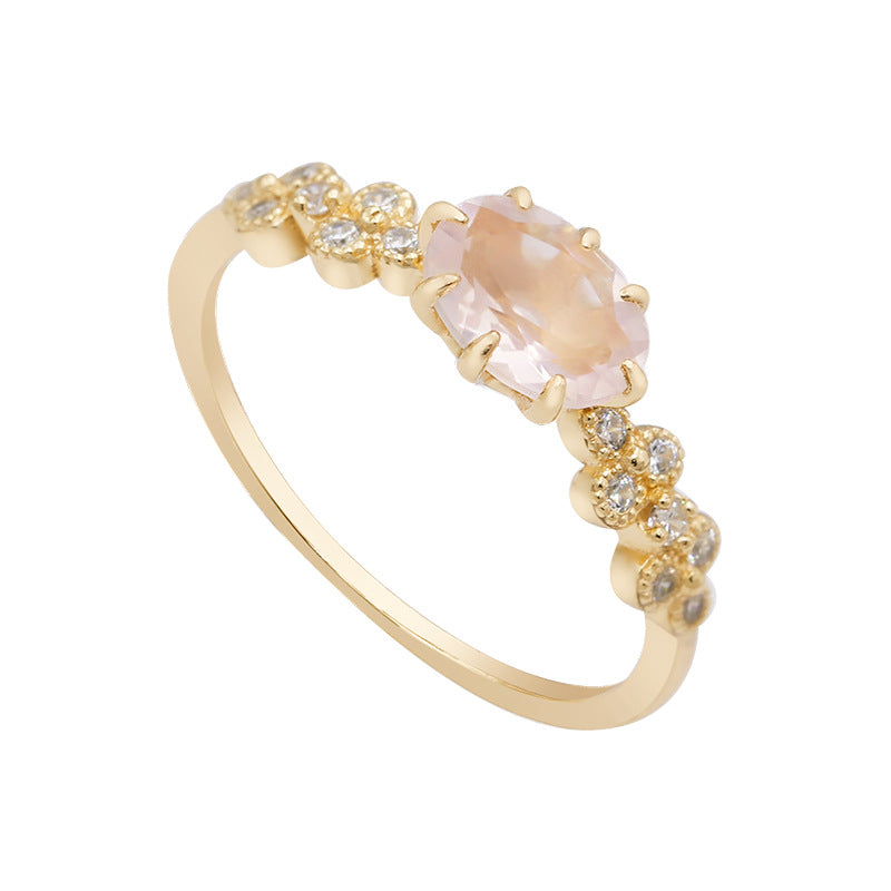 s925 silver pink crystal ring, view 4 - MRSLM
