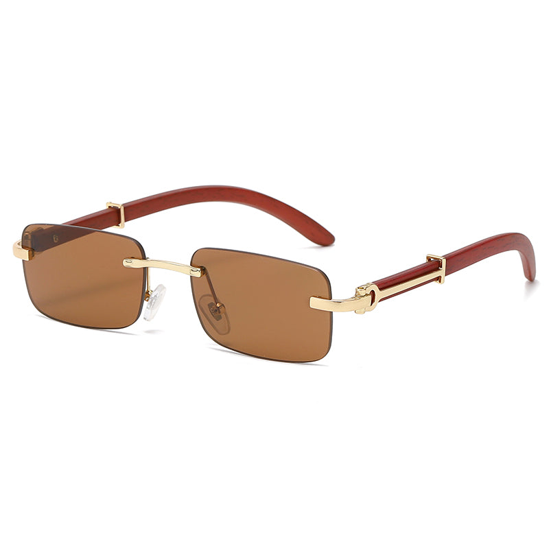 retro wooden frame sunglasses, view 3 - MRSLM