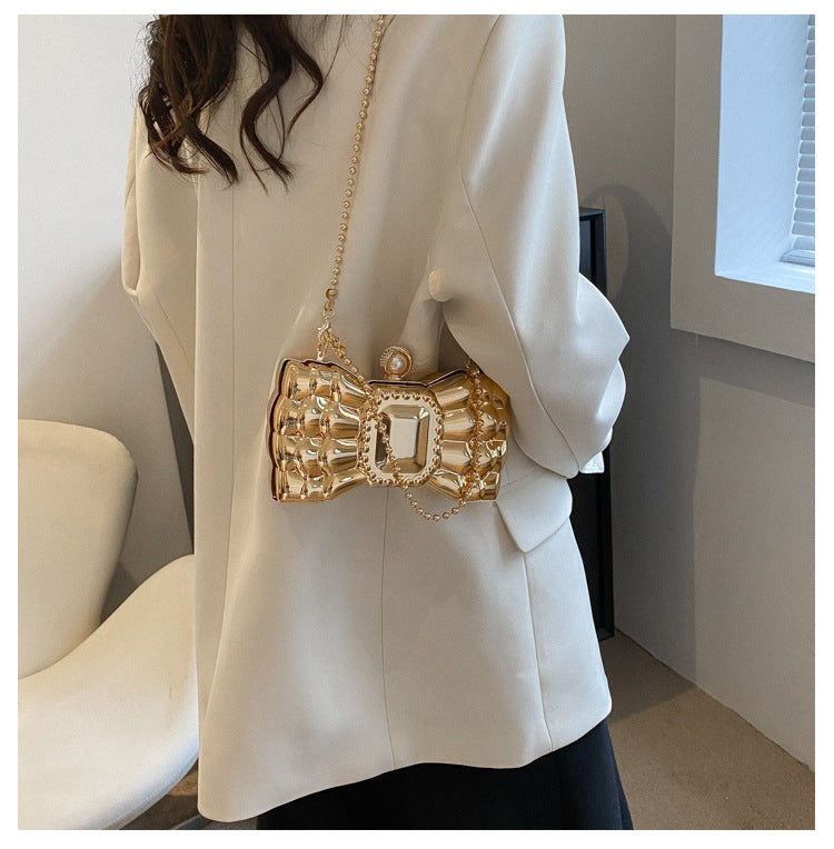 acrylic bow chain handbag, view 4 - MRSLM
