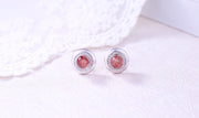 strawberry crystal stud earrings, view 2 - MRSLM