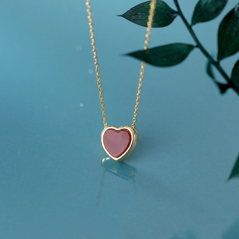 s925 silver red heart necklace, view 5 - MRSLM