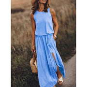 women's sleeveless split long dress, view 8 - MRSLM