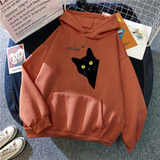 black cat print hooded sweater, view 4 - MRSLM