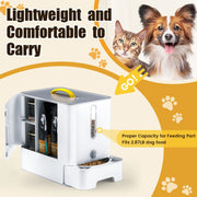 waterproof pet food storage and double bowl feeder, view 6 - MRSLM